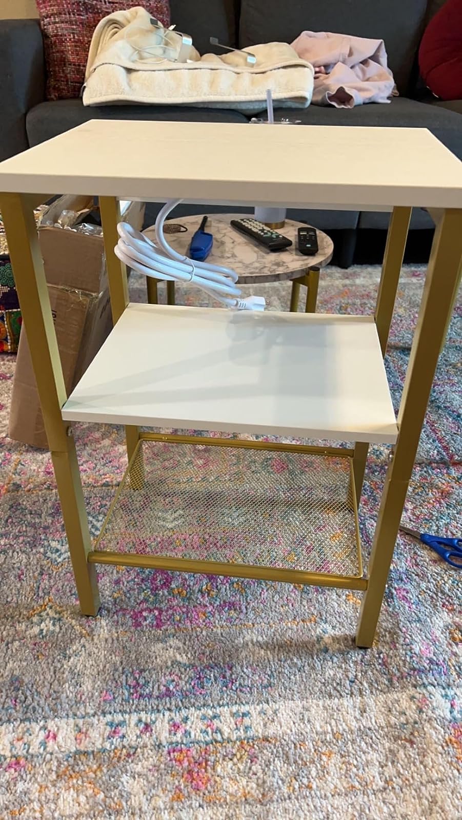 DW112BZ01G1 Gold End Table with Charging Station photo review