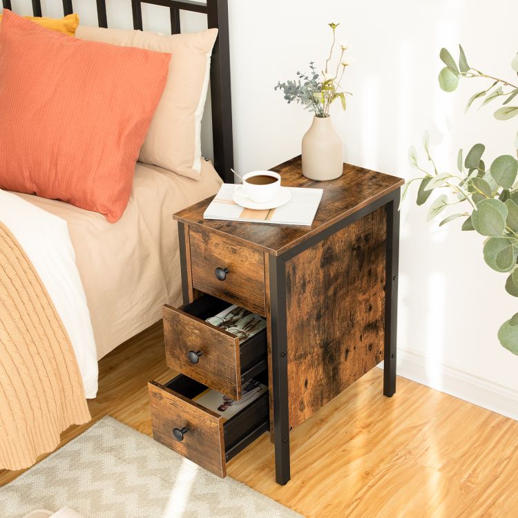 Side Table with 3 Drawers