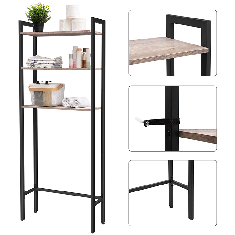 HOOBRO Over The Toilet Storage, 3-Tier Industrial Bathroom Organizer,  Shelves with Adjustable Feet, Easy to Assembly